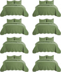 IR Imperial Rooms 8 Pack Quilt King Size Bedding (106" x 96") - Bulk Wholesale for Hotels, Guest Bedroom & Airbnbs - Lightweight Microfiber Reversible Embossed Quilts Bedspread (Olive Green)