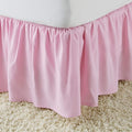 Pink Wrap Around Bed Skirts with 16" Drop - Three Sides Fabric Adjustable Elastic Dust Ruffle Silky Soft -600 TC Stretchy Bed Skirt-Olympic Queen(66"X 80") Pink