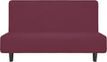 Easy-Going Stretch Futon Slipcover Armless Futon Bed Cover Furniture Protector Without Armrests with Elastic Bottom for Kids, Soft Jacquard Fabric Small Checks (Medium, ASH Rose)