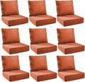 Outdoor Cushion Set for Furniture Patio Furniture, UV Resistant, Water Resistant - 6 Inch Thick Foam Garden Cushions– 24x24 Inch Patio Seat Covers for Chair/Sofa/Couch | Orange | 9-Pack |