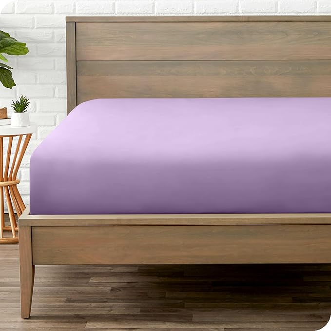 Bare Home Fitted Bottom Sheet King Size - Premium 1800 Microfiber - Ultra-Soft Hotel Luxury - Deep Pocket - Durable and Long Lasting (King, Lavender)