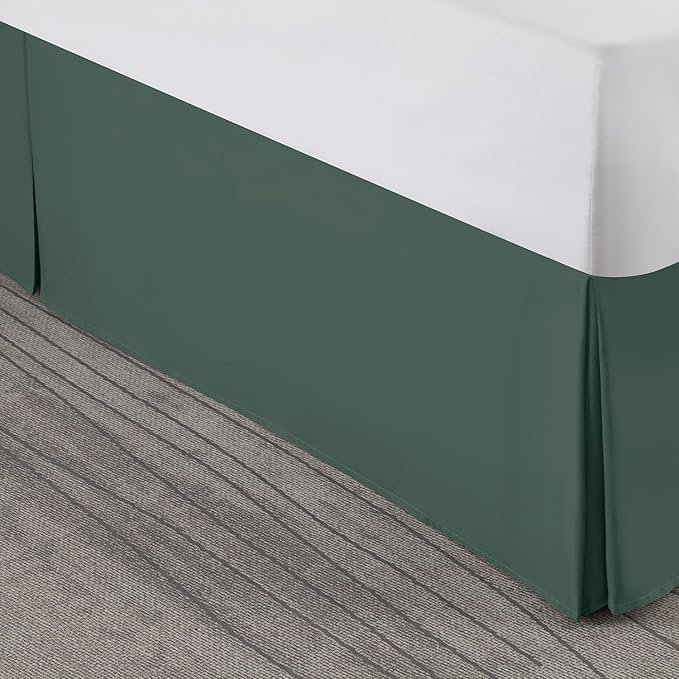 Nestl Forest Green Full Bed Skirt - Full Size Bed Skirt 14 Inch Drop - Brushed Microfiber Bed Skirts - Hotel Quality Pleated Bed Skirt - Shrinkage & Fade Resistant