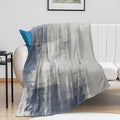 Abstract Gradient Blanket, Modern Fashion Art Blue Grey Painting Strokes Pattern Soft Warm Cozy Plush Flannel Covers for Livingroom Bedroom Couch Chair Camping Travel Home Decor Tapestry 40x50in