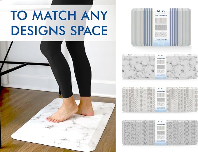 Klay Home Kitchen mats for Floor Anti Fatigue, 3/4" Thick 100% PU Memory Foam Kitchen mat, Padded Kitchen mat, Cushion Kitchen Sink Rug - Waterproof - Non-Slip - Well-Made (Medium 20" x 39", Marble)