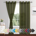 XWZO Sheer Curtains 84 Inches Length 2 Panels for Bedroom, Grommet Light Filtering Semi Transparent Voile Window Curtains for Living Room, Basement with Tiebacks, Olive Green, 52 x 84 Inches Long