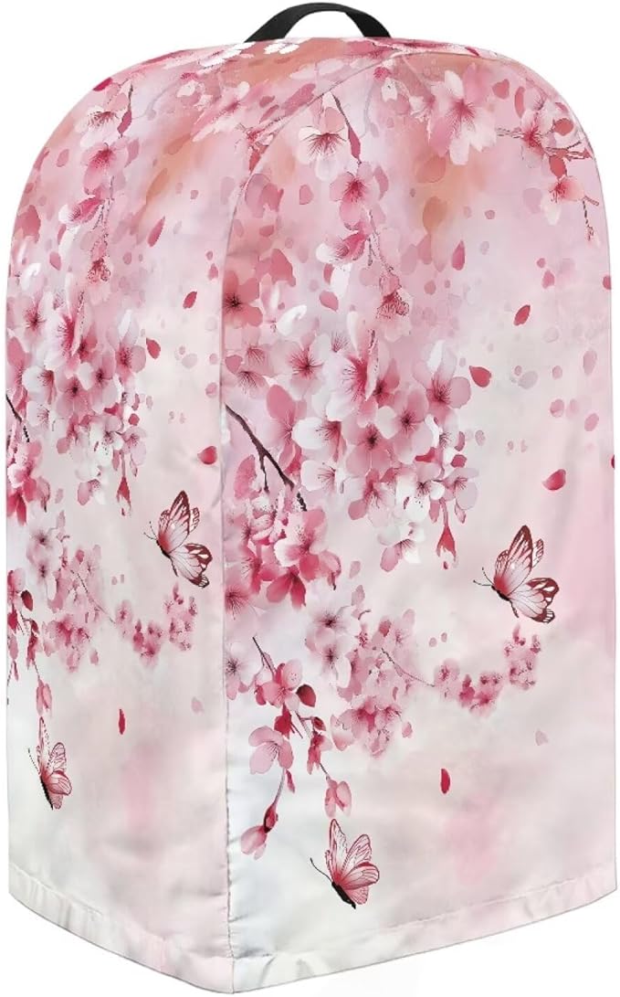 Kitchen Blender and Food Processor Dust Cover with Top Handle and Drawstring, Dust Protection Easy to Clean Small Appliance Coffee Juicer Maker Appliance Cover Pink Plum Blossom