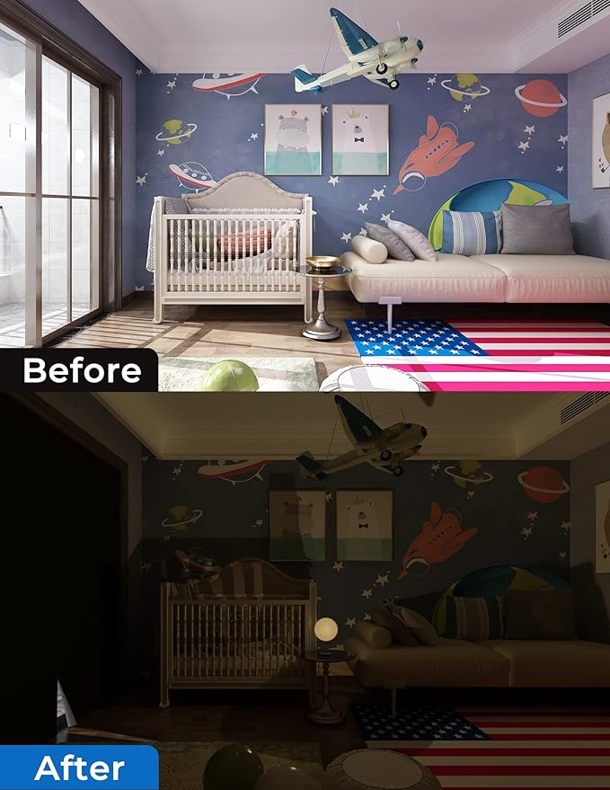 Sumobaby Blackout Curtains for Bedroom Portable 30"x40",No Drill Blackout Shades with Upgraded Hook&Loop Tapes,100% Black Out Window Cover,Thermal Insulated Blinds for Bedroom,Nursery(1 Panel,Black)