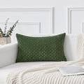 Kevin Textile 12x24 Inch Pillow Cover 1 Pack Boho Decorative Soft Striped Corduroy Lumbar Farmhouse Solid Color Accent Rectangle Cushion Case for Living Room Couch Sofa Bed, Moss Green