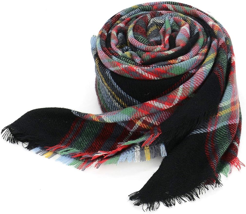 American Trends Women's Cozy Warm Winter Fall Blanket Scarf Stylish Soft Chunky Checked Giant Scarves Shawls