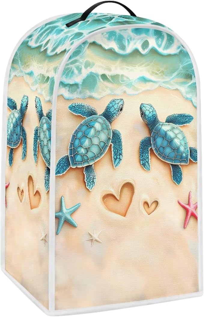 Talayituse Beach Turtle Starfish Heart Print Blender Dust Cover, Fingerprint Protection Cover for Stand Mixer or Coffee Machine, Home Kitchen Appliance Covers for Stain Dust Resistant Supplies
