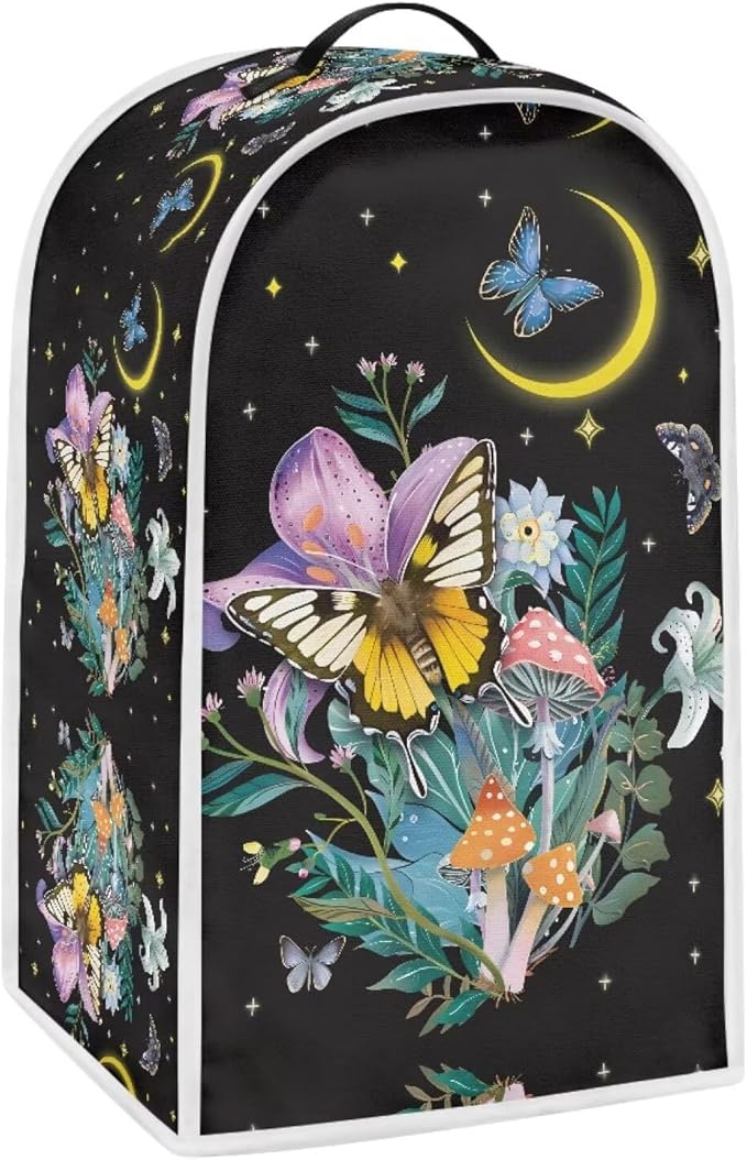 Butterfly Moon Print Blender Cover Kitchen Blender Dust Covers Food Processor Dust Cover Stand Mixer Case Coffee Maker Appliance Cover for Home Kitchen Indoor