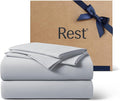 REST® Evercool®+ Cooling Sheet Set, Full Size, Light Gray, Breathable Bed Sheets for Hot Sleeper and Night Sweats, with Pillowcases, with Ionic+ Self-Cleaning Silver Yarn for Sensitive Skin, 4PCS