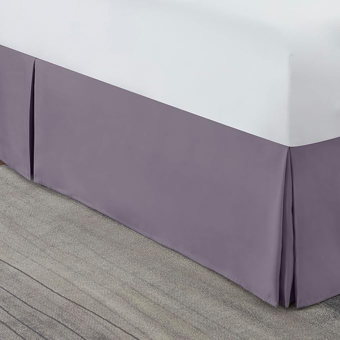 Nestl Grayish Purple Twin Bed Skirt - Twin Size Bed Skirt 14 Inch Drop - Brushed Microfiber Bed Skirts - Hotel Quality Pleated Bed Skirt - Shrinkage & Fade Resistant