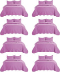 IR Imperial Rooms 8 Pack California King Quilt Bedding Set (118"x106") - Bulk Wholesale for Hotels, Guest Bedroom & Airbnbs - Lightweight Microfiber Reversible Embossed Quilts Bedspread (Purple)