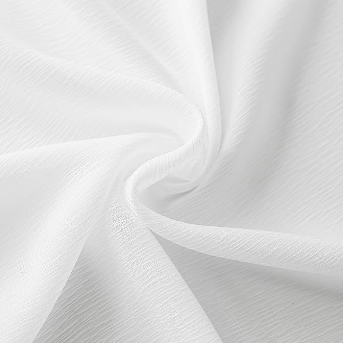 White Pinch Pleat Curtains 63 Inches Long Light Filtering Sheer Curtain Panels for Bedroom, Soft Touch Tree Branch Pleated Drapes with Adjustable Hooks (No Rings), White, 42"W x 63"L, 2 Panels