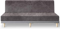 molasofa Leather Like Stretch Futon Slipcover Armless Futon Bed Sofa Cover Furniture Protector with Elastic Bottom, Soft and Washable Futon Cover for Sofa Bed Stay in Place（Larger，Khaki）
