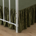 Bed Skirt King Size Ruffled Bed Skirt with Split Corners, 12 Inch Drop Dust Ruffle Bed Skirts with Platform, Boho Tufted Shabby Chic King Size Bed Skirts, Olive Green