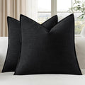 EMEMA Decorative Linen Throw Pillow Covers 24x24 Inch Black Boho Farmhouse Neutral Couch Throw Pillows for Bed Pack of 2 Accent Pillowcase Modern Sofa Cushion Livingroom Home