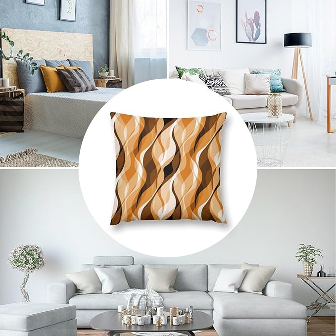 Orange Throw Pillow Covers Modern Abstract Burnt Orange Striped Decorations for Bedroom Living Room Farmhouse Sofa Pillows Bed Couch 22x22 Inch