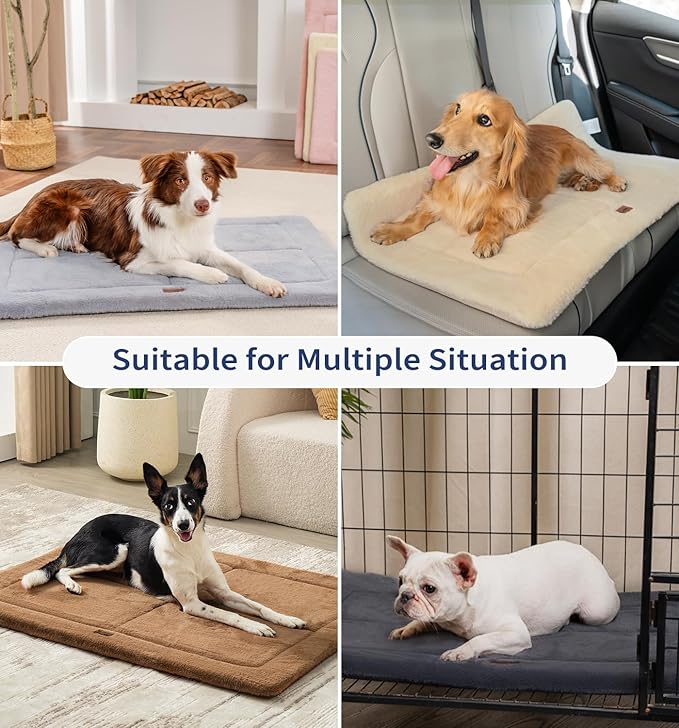 MADE 4 PETS Dog Crate Pad Bed for Medium Dogs, Washable & Reversible, Anti-Slip Kennel Mat for Cozy Sleeping, Soft Fluffy Dog Bed for Indoor & Outdoor Use, 29"x21", Gray