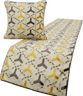 The HomeCentric King/Queen/Twin Grey & Yellow Designer CA King 86"x18" Bed Runner with 2 Pillow Cover, Beaded Bed Scarf on Velvet Fabric - Tripod