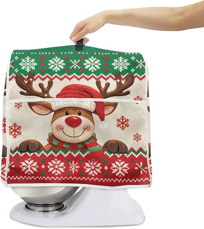 Christmas Stand Mixer Cover 6-8 Quart Kitchen Mixer Cover Washable Food Processor Protective Covers Dust Protection Insulated Kitchen Decoration Gift for Christmas