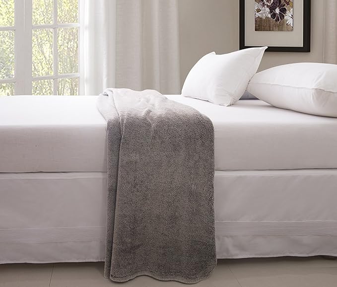 Valea Home Bed Skirt with Stitch on White Dust Ruffle with Split Corner, Durable Elegant Luxury Queen 14-inch Drop