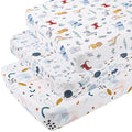Onacosht Pack and Play Sheets 3 Pack for Baby Boy, Stretchy Jersey Knitted Portable Mini Crib Sheets Playard Mattress Cover, Woodland Animal Elephant Fox Lion Bear Giraffe Zebra Printing
