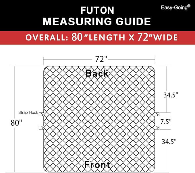 Easy-Going Futon Slipcover - Reversible Sofa Cover, Armless, Water Resistant - Protects Furniture from Pets & Kids - Christmas Red/Ivory