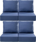 Luxury 22x24/22x25 6-Inch Outdoor Chair Cushions Set of 4 - Heavy Duty Water-Resistant Comfortable Cushion for Patio Furniture Dining Gliding Rocker Loveseat L-Shape Sofa - Navy Blue