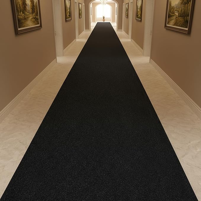 Nisorpa Carpet Runner, 4 x 10FT Indoor Outdoor Floor Mat with Non-Slip TPE Rubber Backing Commercial Carpet Runner Hallways Area Rugs for Kitchen Balconies Living Room Dining Room (Dark Gray)