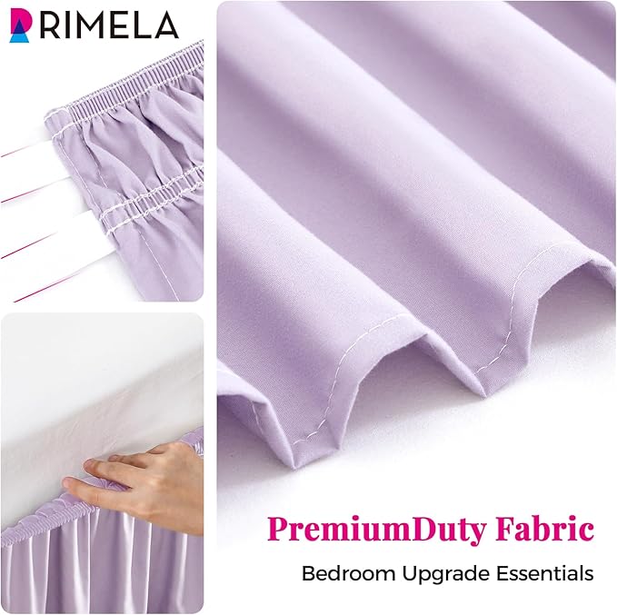 RIMELA Lavender Purple Bed Skirt King Size 15 Inch Drop, Wrap Around Elastic Bedskirt, Dust Ruffle for Adjustable Bed Base Machine Washable Easy to Install Bed Skirts