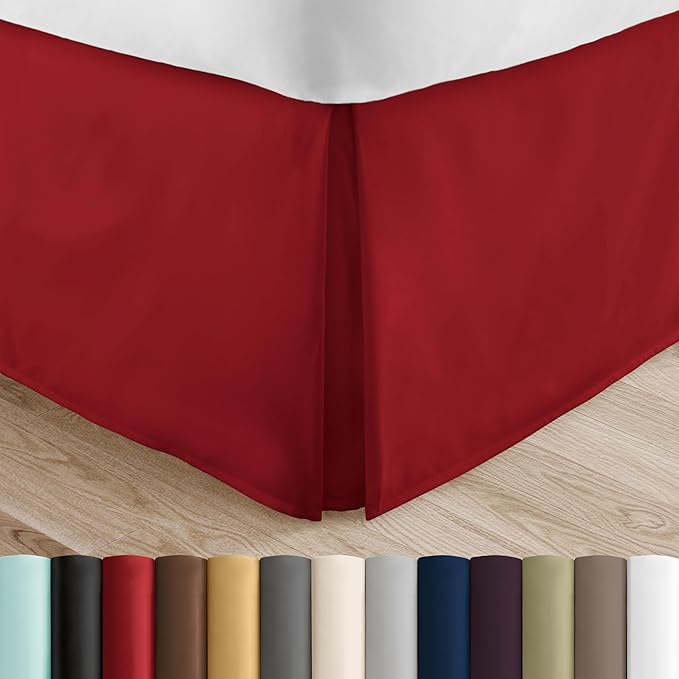 Linen Market Bed Skirt - Ultra Soft Microfiber - Easy Fit with 14 Inch Tailored Drop - Hotel Quality, Shrinkage & Fade Resistant - Bed Cover - Twin Bed Skirts - Bedroom Décor - (Twin, Burgundy)