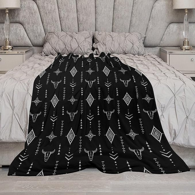 Southwest Blanket, Soft Native Tribal Vintage Abstract Ethnic Pattern Blanket Ethnic Aztec Print Throw Blanket for Couch Sofa 50"x60"