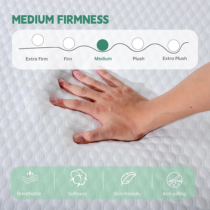 EYN Memory Foam Mattress Cooling Gel Size Matress in A Box Bed Frame Pressure Relief Medium Firm Size Removable Washable Cover Feel Bedroom Essentials CertiPUR-US Certified (10'', Full)