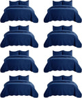 IR Imperial Rooms 8 Pack California King Quilt Bedding Set (118"x106") - Bulk Wholesale for Hotels, Guest Bedroom & Airbnbs - Lightweight Microfiber Reversible Embossed Quilts Bedspread (Navy)