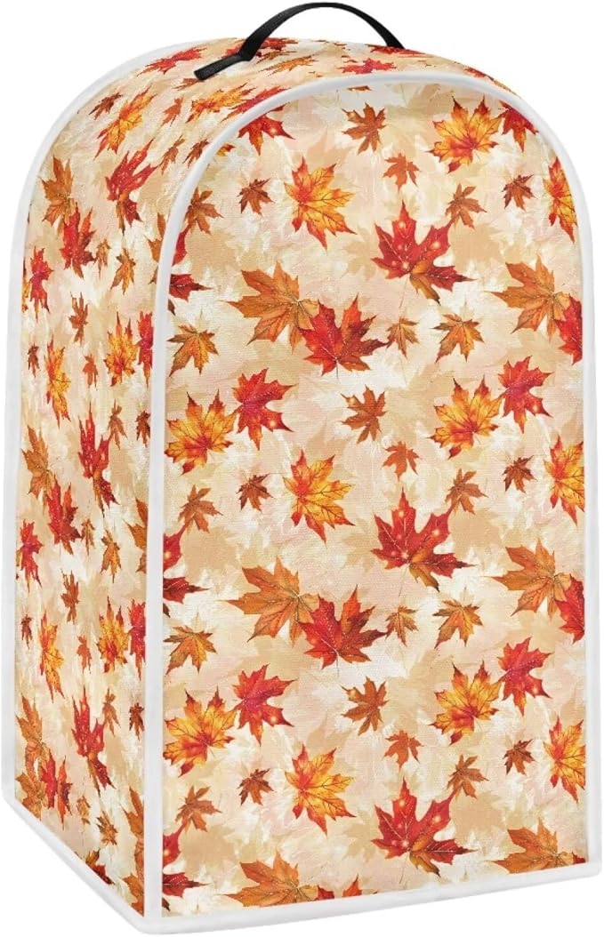Fall Maple Leaf Dust Cover for Blender Thanksgiving Kitchen Decor Blender Covers Stain Resistant Food Processor Dust Cover Washable Appliance Cloth Cover with Top Handle