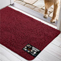 GORILLA GRIP SOAKSTOPPER Dog Door Mat, 60x36 Machine Washable Rug Absorbent Doormat Captures Moisture Mud Dirt, Quick Dry Soft Chenille Entryway Rugs Indoor Entrance Mats for Dog Paws, Burgundy