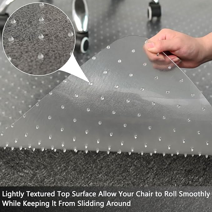 Amyracel Large Office Chair Mat for Low Pile Carpet - 35" x 55" Clear Computer Desk Mat for Home & Offices, Easy Glide Plastic Floor Mat for Office Chair On Carpet