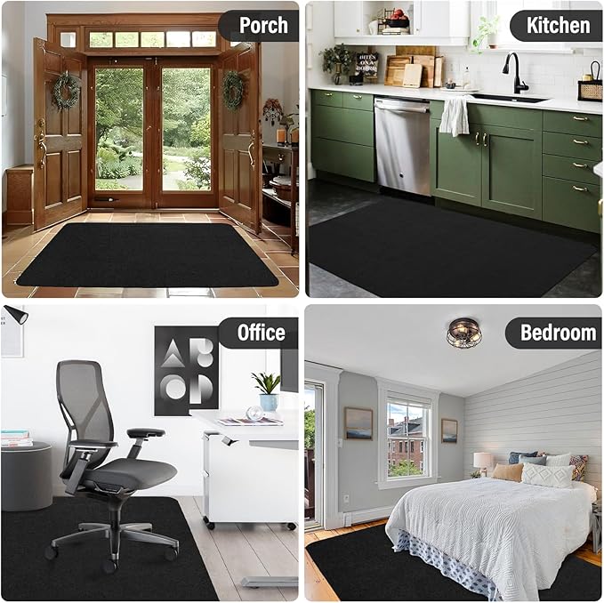 Office Chair mat for Hardwood Floor,55"x35" Anti-Slip Floor Protector for Home Office,Under Desk Mat,Computer Chair mat for Rolling Chairs Charcoal Black