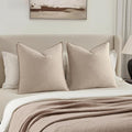 MIULEE Decorative Euro Sham Pillow Covers 26x26, 2 Pack Large Boho Farmhouse Neutral Throw Pillows for Bed, Thick Textured Modern Linen Cushion Cases Couch Sofa Living Room Home Decor, Natural Linen