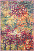 SAFAVIEH Monaco Collection Area Rug - 3' Round, Pink & Multi, Boho Chic Abstract Watercolor Design, Non-Shedding & Easy Care, Ideal for High Traffic Areas in Living Room, Bedroom (MNC225D)