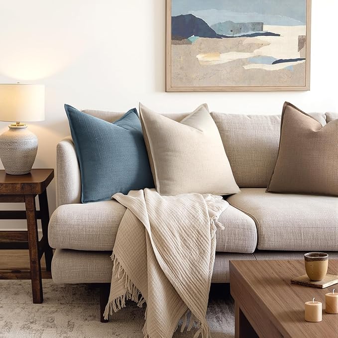MIULEE Decorative Long Body Lumbar Throw Pillow Cover 14x36, 1 Pack Boho Farmhouse Neutral Throw Pillow for Bed, Textured Modern Linen Cushion Cases Couch Sofa Living Room Home Decor, Natural Beige
