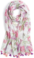 Scarf for Women Lightweight Soft Floral Leopard Printed Scarves Fall Winter Fashion Shawl Wrap with Fringe