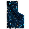 david's kids Minky Toddler Nap Mat with Removable Pillow and Minky Fleece Blanket, Soft Slumber Bags for Boys, Perfect for Preschool, Daycare, Kids Sleeping Bags with Rollup Design, 50"x20", Space
