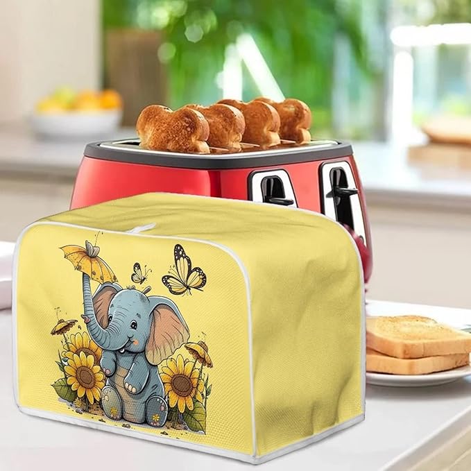 ZFRXIGN Elephant Sunflower Toaster Cover 4 Slice Small Appliance Covers Kitchen Microwave Oven Dust Cover Case Protector Waterproof Toaster Covers Butterfly Yellow