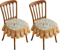 patdrea Pack of 2 Chair Cushions for Dining Chairs with Ruffled, Floral Birds Seat Cushion with Ties,Removable,Non Slip Chair Pads Decor for Bar Stool Cushions, Indoor Kitchen Chairs, 17.7"x17.7"