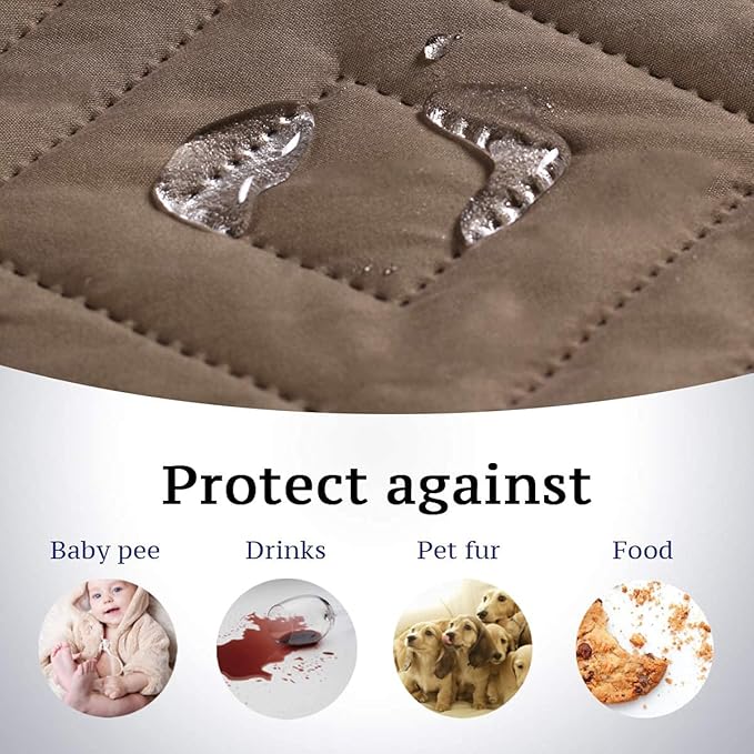 H.VERSAILTEX Reversible Loveseat Cover Furniture Protector Anti-Slip Water Resistant 2" Wide Elastic Strap Couch Covers Pets Kids Fit Sitting Width Up to 46"(Love Seat: 75" x 90", Taupe Brown/Beige)