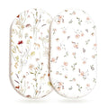 GRSSDER Ultra Soft Bassinet Sheets 2 Pack, Stretchy Breathable Knit Bassinet Mattress Sheets for Baby, Universal Fitted Baby Cradle Moses Basket Oval Rectangle Pads Safe and Snug, Stylish Flora