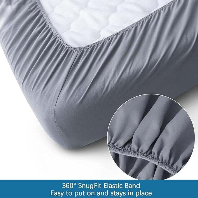 SPRINGSPIRIT Cot Sheets 30" x 75" x 9", 4 Piece Cot Sheet Set (2 Pack), Cot Size Fitted Sheets with Narrow Twin/Camp Bunk/Rvs Bunk/Guest Beds/Trifold Mattress, Grey